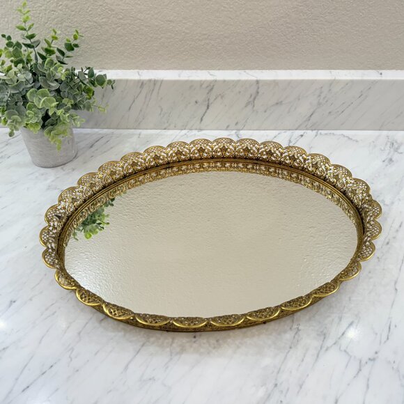 Vintage Hollywood Regency Vanity Mirror/Tray - Picture 6 of 14